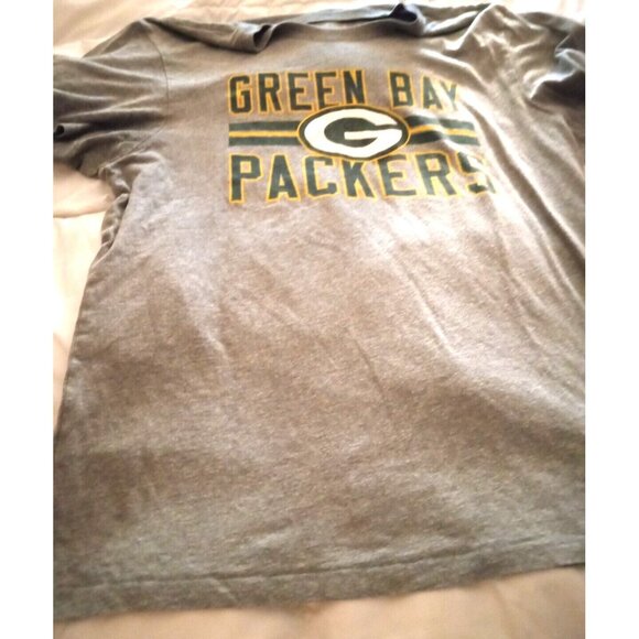 Green Bay Packers Football Men's Size L Grey Stripe Thru Tee Shirt - Picture 1 of 6